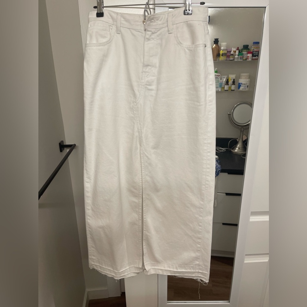 Zara White Denim Maxi Skirt - S